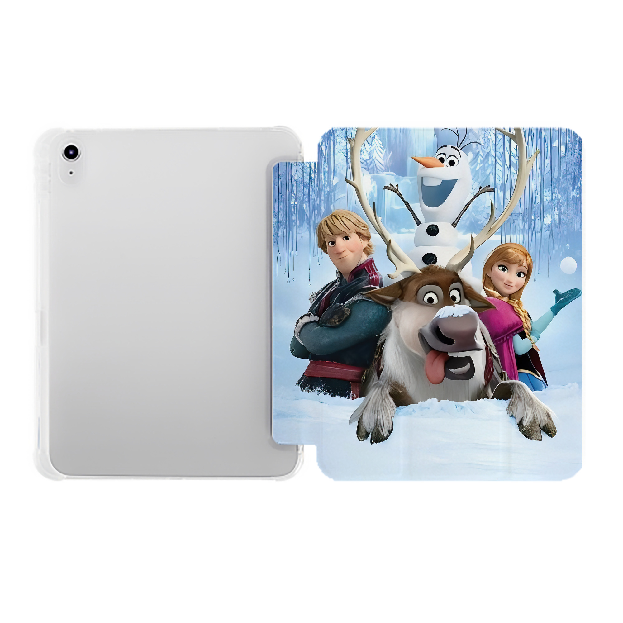 （画像用） アナと雪の女王 アンナ エルサ Frozen Anna Elsa IPad ケース ペン収納付き 三つ折りスタンド PUレザー×シリコン 対応機種9.5/10.5/10.9インチ